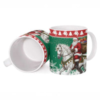 Lithuania Christmas Ceramic Mug Santa Riding White Horse Linksmu Kaledu - Wonder Print Shop