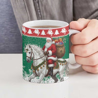 Lithuania Christmas Ceramic Mug Santa Riding White Horse Linksmu Kaledu - Wonder Print Shop