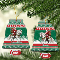 Lithuania Christmas Ceramic Ornament Santa Riding White Horse Linksmu Kaledu - Wonder Print Shop
