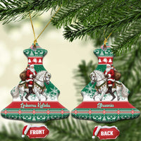 Lithuania Christmas Ceramic Ornament Santa Riding White Horse Linksmu Kaledu - Wonder Print Shop