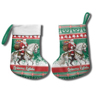 Lithuania Christmas Stocking Santa Riding White Horse Linksmu Kaledu - Wonder Print Shop