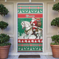 Lithuania Christmas Door Cover Santa Riding White Horse Linksmu Kaledu - Wonder Print Shop