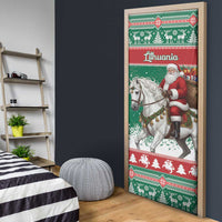 Lithuania Christmas Door Cover Santa Riding White Horse Linksmu Kaledu - Wonder Print Shop