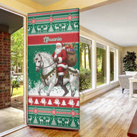 Lithuania Christmas Door Cover Santa Riding White Horse Linksmu Kaledu - Wonder Print Shop