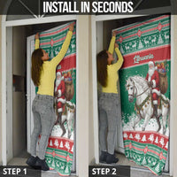 Lithuania Christmas Door Cover Santa Riding White Horse Linksmu Kaledu - Wonder Print Shop