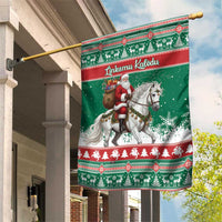 Lithuania Christmas Garden Flag Santa Riding White Horse Linksmu Kaledu - Wonder Print Shop