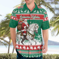 Lithuania Christmas Hawaiian Shirt Santa Riding White Horse Linksmu Kaledu - Wonder Print Shop