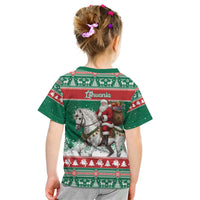 Lithuania Christmas Kid T Shirt Santa Riding White Horse Linksmu Kaledu - Wonder Print Shop