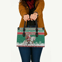 Lithuania Christmas Leather Bag Santa Riding White Horse Linksmu Kaledu - Wonder Print Shop