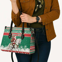 Lithuania Christmas Leather Bag Santa Riding White Horse Linksmu Kaledu - Wonder Print Shop