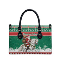 Lithuania Christmas Leather Bag Santa Riding White Horse Linksmu Kaledu - Wonder Print Shop