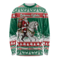 Lithuania Christmas Long Sleeve Shirt Santa Riding White Horse Linksmu Kaledu - Wonder Print Shop