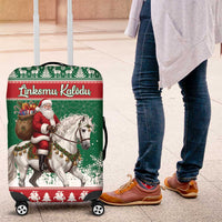 Lithuania Christmas Luggage Cover Santa Riding White Horse Linksmu Kaledu - Wonder Print Shop