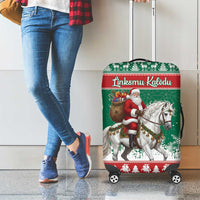 Lithuania Christmas Luggage Cover Santa Riding White Horse Linksmu Kaledu - Wonder Print Shop