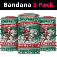 Lithuania Christmas Neck Gaiter Santa Riding White Horse Linksmu Kaledu - Wonder Print Shop