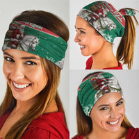 Lithuania Christmas Neck Gaiter Santa Riding White Horse Linksmu Kaledu - Wonder Print Shop