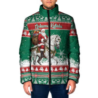 Lithuania Christmas Padded Jacket Santa Riding White Horse Linksmu Kaledu - Wonder Print Shop