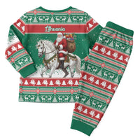 Lithuania Christmas Pajama Set Santa Riding White Horse Linksmu Kaledu - Wonder Print Shop