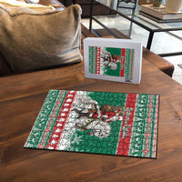 Lithuania Christmas Puzzle Santa Riding White Horse Linksmu Kaledu - Wonder Print Shop