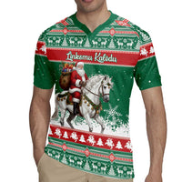 Lithuania Christmas Rugby Jersey Santa Riding White Horse Linksmu Kaledu - Wonder Print Shop