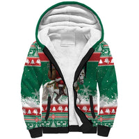Lithuania Christmas Sherpa Hoodie Santa Riding White Horse Linksmu Kaledu - Wonder Print Shop