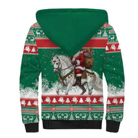 Lithuania Christmas Sherpa Hoodie Santa Riding White Horse Linksmu Kaledu - Wonder Print Shop