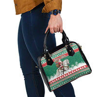 Lithuania Christmas Shoulder Handbag Santa Riding White Horse Linksmu Kaledu - Wonder Print Shop