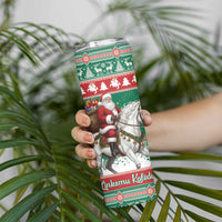 Lithuania Christmas Skinny Tumbler Santa Riding White Horse Linksmu Kaledu - Wonder Print Shop