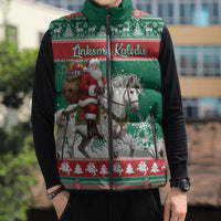 Lithuania Christmas Sleeveless Puffer Jacket Santa Riding White Horse Linksmu Kaledu - Wonder Print Shop