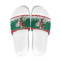 Lithuania Christmas Slide Sandals Santa Riding White Horse Linksmu Kaledu - Wonder Print Shop