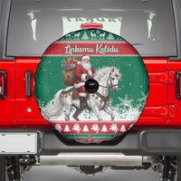 Lithuania Christmas Spare Tire Cover Santa Riding White Horse Linksmu Kaledu - Wonder Print Shop