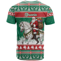 Lithuania Christmas T Shirt Santa Riding White Horse Linksmu Kaledu - Wonder Print Shop