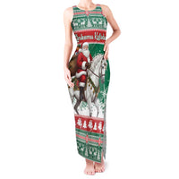 Lithuania Christmas Tank Maxi Dress Santa Riding White Horse Linksmu Kaledu - Wonder Print Shop