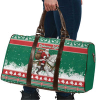 Lithuania Christmas Travel Bag Santa Riding White Horse Linksmu Kaledu - Wonder Print Shop