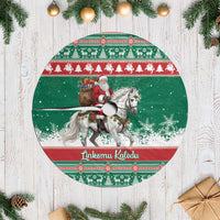 Lithuania Christmas Tree Skirt Santa Riding White Horse Linksmu Kaledu - Wonder Print Shop