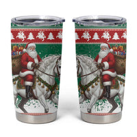 Lithuania Christmas Tumbler Cup Santa Riding White Horse Linksmu Kaledu - Wonder Print Shop