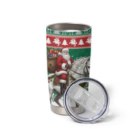 Lithuania Christmas Tumbler Cup Santa Riding White Horse Linksmu Kaledu - Wonder Print Shop