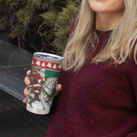 Lithuania Christmas Tumbler Cup Santa Riding White Horse Linksmu Kaledu - Wonder Print Shop