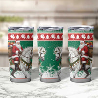Lithuania Christmas Tumbler Cup Santa Riding White Horse Linksmu Kaledu - Wonder Print Shop