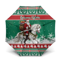 Lithuania Christmas Umbrella Santa Riding White Horse Linksmu Kaledu - Wonder Print Shop