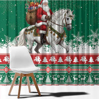 Lithuania Christmas Window Curtain Santa Riding White Horse Linksmu Kaledu - Wonder Print Shop