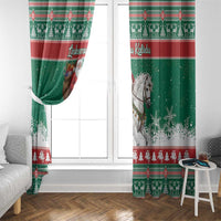 Lithuania Christmas Window Curtain Santa Riding White Horse Linksmu Kaledu - Wonder Print Shop