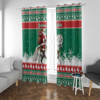 Lithuania Christmas Window Curtain Santa Riding White Horse Linksmu Kaledu - Wonder Print Shop