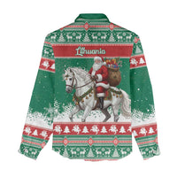 Lithuania Christmas Women Casual Shirt Santa Riding White Horse Linksmu Kaledu - Wonder Print Shop