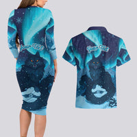 Yule Be Eaten Personalized Couples Matching Long Sleeve Bodycon Dress and Hawaiian Shirt Christmas Cat Jolakotturinn Icelandic - Wonder Print Shop