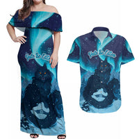 Yule Be Eaten Personalized Couples Matching Off Shoulder Maxi Dress and Hawaiian Shirt Christmas Cat Jolakotturinn Icelandic - Wonder Print Shop