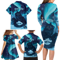 Yule Be Eaten Personalized Family Matching Long Sleeve Bodycon Dress and Hawaiian Shirt Christmas Cat Jolakotturinn Icelandic - Wonder Print Shop