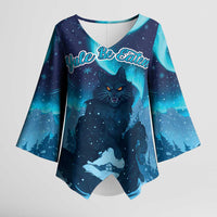 Yule Be Eaten Personalized Kimono Sleeve Blouse Christmas Cat Jolakotturinn Icelandic - Wonder Print Shop