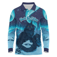 Yule Be Eaten Personalized Long Sleeve Polo Shirt Christmas Cat Jolakotturinn Icelandic - Wonder Print Shop