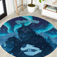 Yule Be Eaten Personalized Round Carpet Christmas Cat Jolakotturinn Icelandic - Wonder Print Shop
